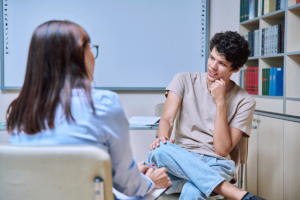 a teen asks a therapist about the differences between adult and teen mental health