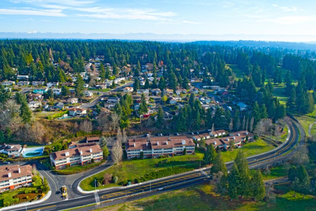 an aerial view of the area where someone can find a cocaine rehab program in edmonds, wa