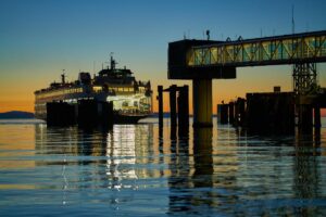 a ferry coming to dock, a normal sight after finding a drug detox center in edmonds wa