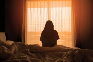 A woman coping with morning anxiety